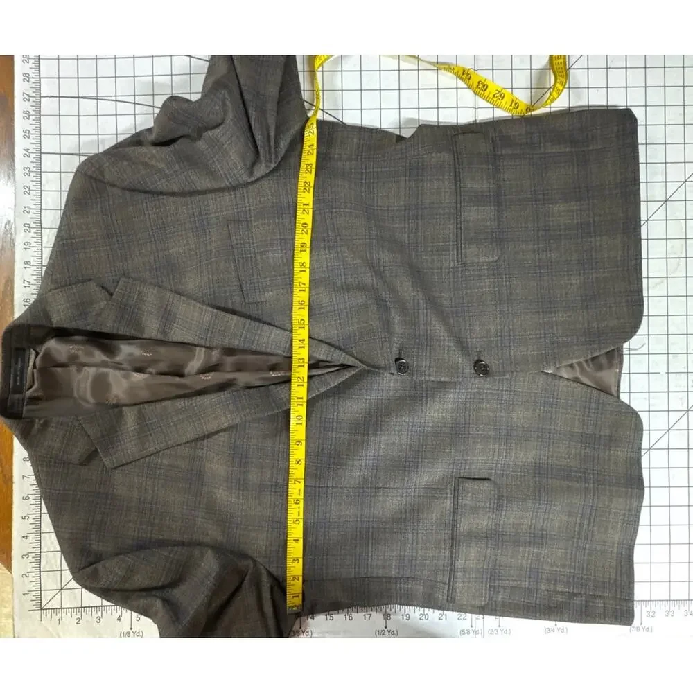 Lauren Ralph Lauren Classic Fit Wool Blend Brown Plaid Suit Blazer Jacket XL
